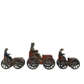 Three (3) Antique Spooked Wheeled Toys