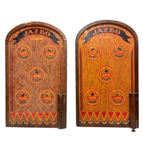 Pair of "Jazbo" Black Americana Early Bagatelle Pinball Games
