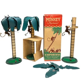 Monkey Shines Tin Litho Climbing Monkey Game by Emporium Specialties in original box