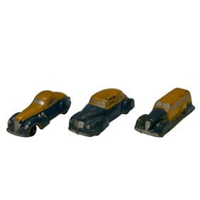 Three (3) 1940's The Sun Rubber Co Toy Cars