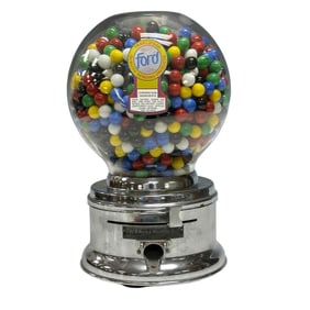 Vintage Ford Gum & Machine Gumball Vendor Filled With Marbles