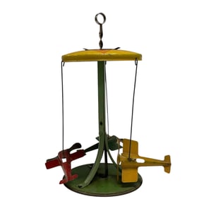 Early Tin Action Spinning  Airplane (3) Carousel Toy