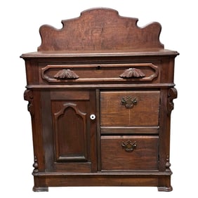 19th Century American Carved Walnut Washstand