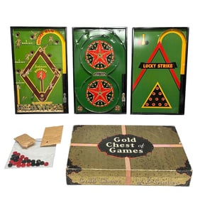 Lindstrom's Gold Chest of 6 Games Box w/Three Game Boards
