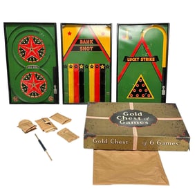 Lindstrom's Gold Chest of 6 Games Box w/Three Boards