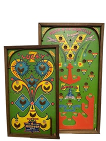 Two (2) Wooden Poosh M Up Bagatelle Games - Lucky 7 4 in One & a 5 in One