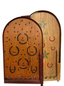 Two Wood Bagatelle Games - Lucky Star & An Unmarked Game