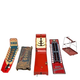 (4) Pressed Steel - Tin Litho Marble Games - Wyandotte Skip Ball