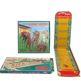 Two Schylling Tin Toys / Games in Original Boxes - Horse Derby, Neck and Neck