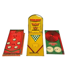 Group of Three (3) Pressed Steel  and Tin Litho Games