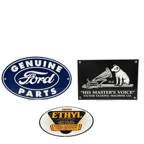 (3) Single Sided Porcelain / Metal Advertising Signs - Replicas