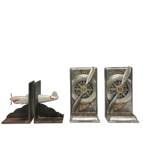 Two Aviation Steampunk Bookends (2)