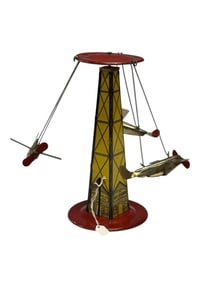REEVES Mfg. Tin Windup Air-E-Go-Round Air Plane Toy