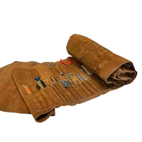 Leather Tool Roll Pouch with Tools