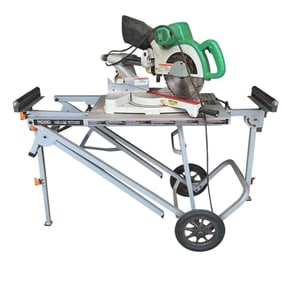 Hitachi C10FSH 10?? Dual Bevel Compound Miter Saw on RIGID Stand