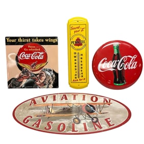 Tin Signs and Thermostat Coca-Cola Pennzoil+
