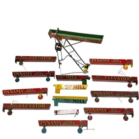 (13) WOLVERINE Tin Litho Pile Driver Spare Marble Rails