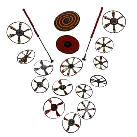 GERMANY Tin Litho Spinning Toy Tops  with Plungers
