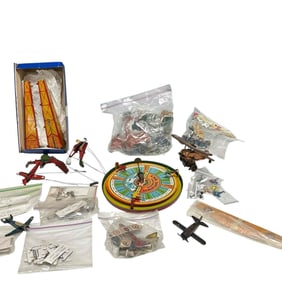 Airplane Tin Litho Group and Spare Parts Group Lot