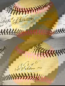 Bob Lemon and Early Wynn Autographed Baseballs Cleveland Indians