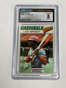 1977 Topps Signed Lou Brock CGC 8 JSA 8