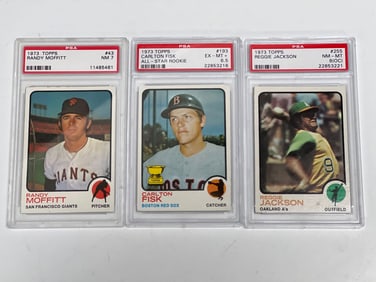 1973 Topps PSA Graded Reggie, Fisk and Moffitt
