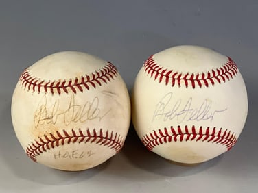 (2) Bob Feller Autographed Baseballs