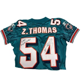 Zach Thomas Signed and Inscribed Miami Dolphins Jersey