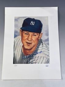 Whitey Ford Autographed Lithograph JSA (Damaged)