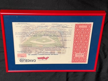 Cleveland Indians Stock Certificate 1998 Canceled