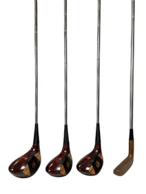 Vintage Arnold Palmer PG Gold Clubs Wood 1,3,5 + Putter