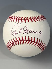 Rick Manning Autographed Baseball Len Barker Collection