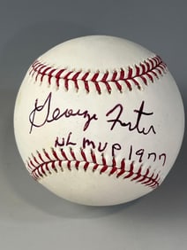 George Foster Signed and Inscribed Baseball Len Barker Collection