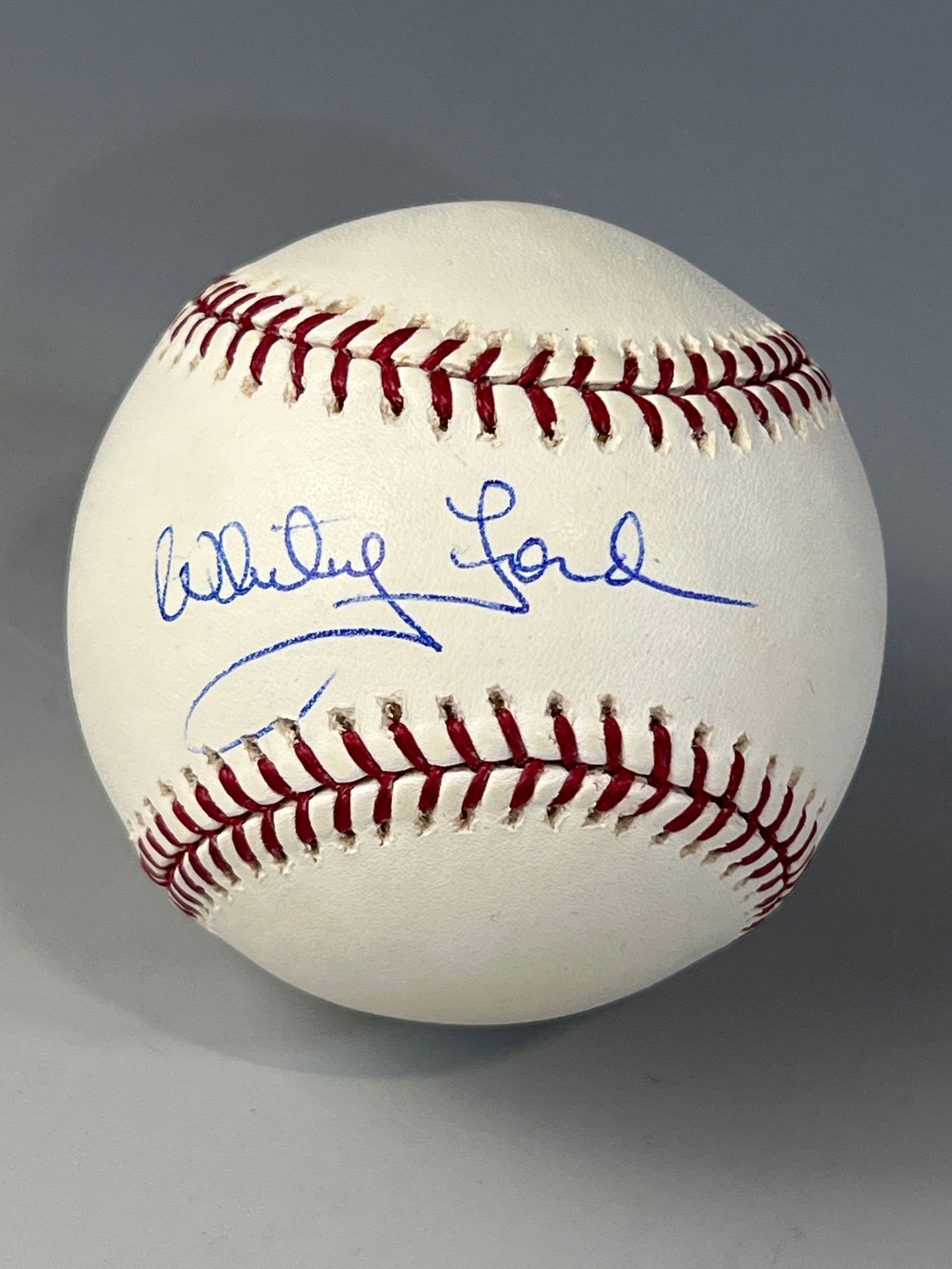 Whitey Ford Autographed Baseball Len Barker Collection: This lot comes from the personal collection of Cleveland Indians legend, Len Barker. A letter of provenance does come with this lot.