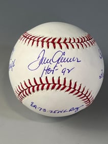 Tom Seaver Stat Signed Baseball Len Barker Collection