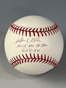 RARE Doc Ellis Signed 'Acid No Hitter" Baseball Len Barker Collection