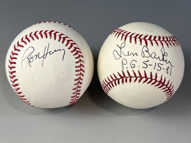 Len Barker and Ron Hassey Autographed Baseballs Len Barker Collection
