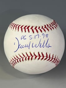 David Wells Signed and Inscribed Baseball Len Barker Collection