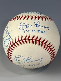 Perfect Game Pitchers Signed Baseball with (8) from the Len Barker Collection