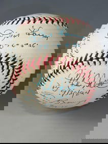 Perfect Game Signed Baseball with (8) Pitchers from the Len Barker Collection