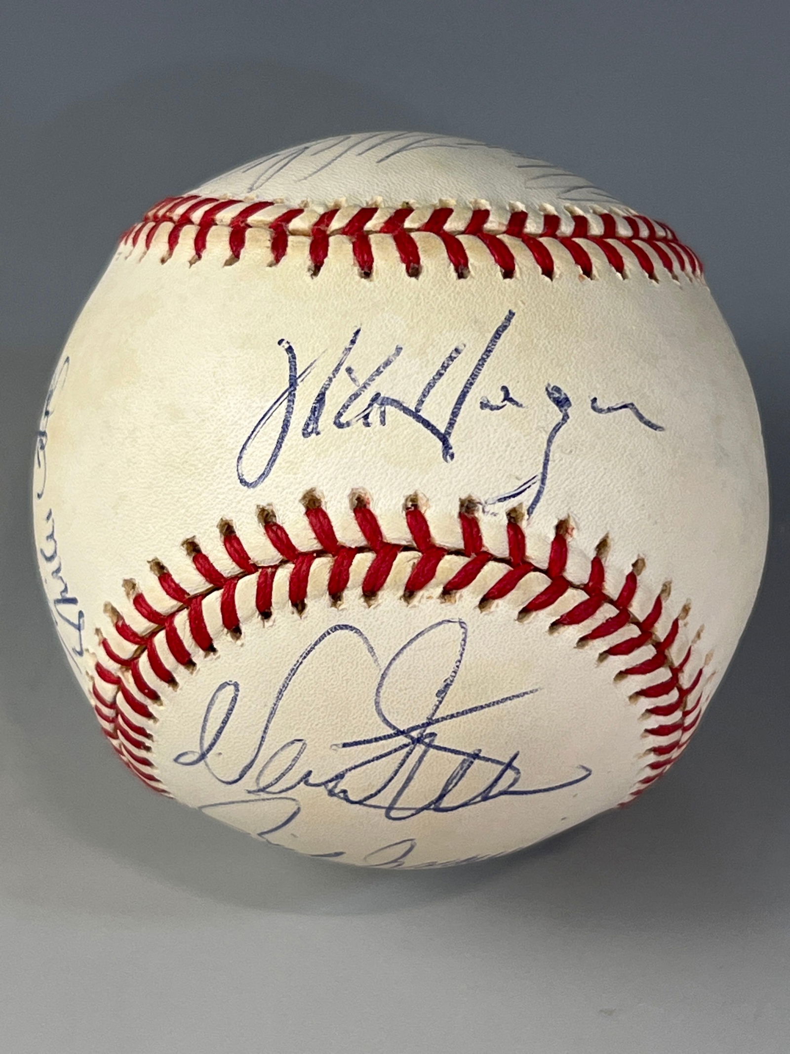 1995-97 CLE Indians Announcers, Coaches, Players Signed Baseball Len Barker Collection: This lot comes from the personal collection of Cleveland Indians legend, Len Barker. A letter of provenance does come with this lot.