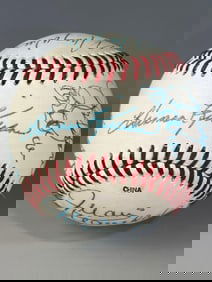 One of a Kind HOF and All-Star Players Signed Baseball from the Len Barker Collection