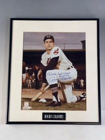 Rocky Colavito Signed and Inscribed Photo Len Barker Collection
