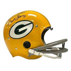 Amazing Bart Starr Signed and Inscribed Throwback Packers Helmet Len Barker Collection