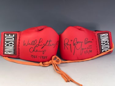 Ray Boom Boom Mancini Signed Boxing Gloves Len Barker Collection