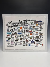Colorful Cleveland, Ohio Landmarks Print Ready to Frame