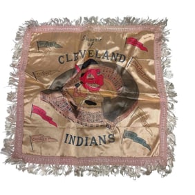 Rare Cleveland Indians Vintage Silk Pillowcase Late 1950's