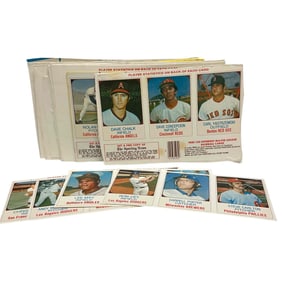 1975 Hostess Uncut and Box Bottom Cards with Nolan Ryan, Aaron, Munson, etc