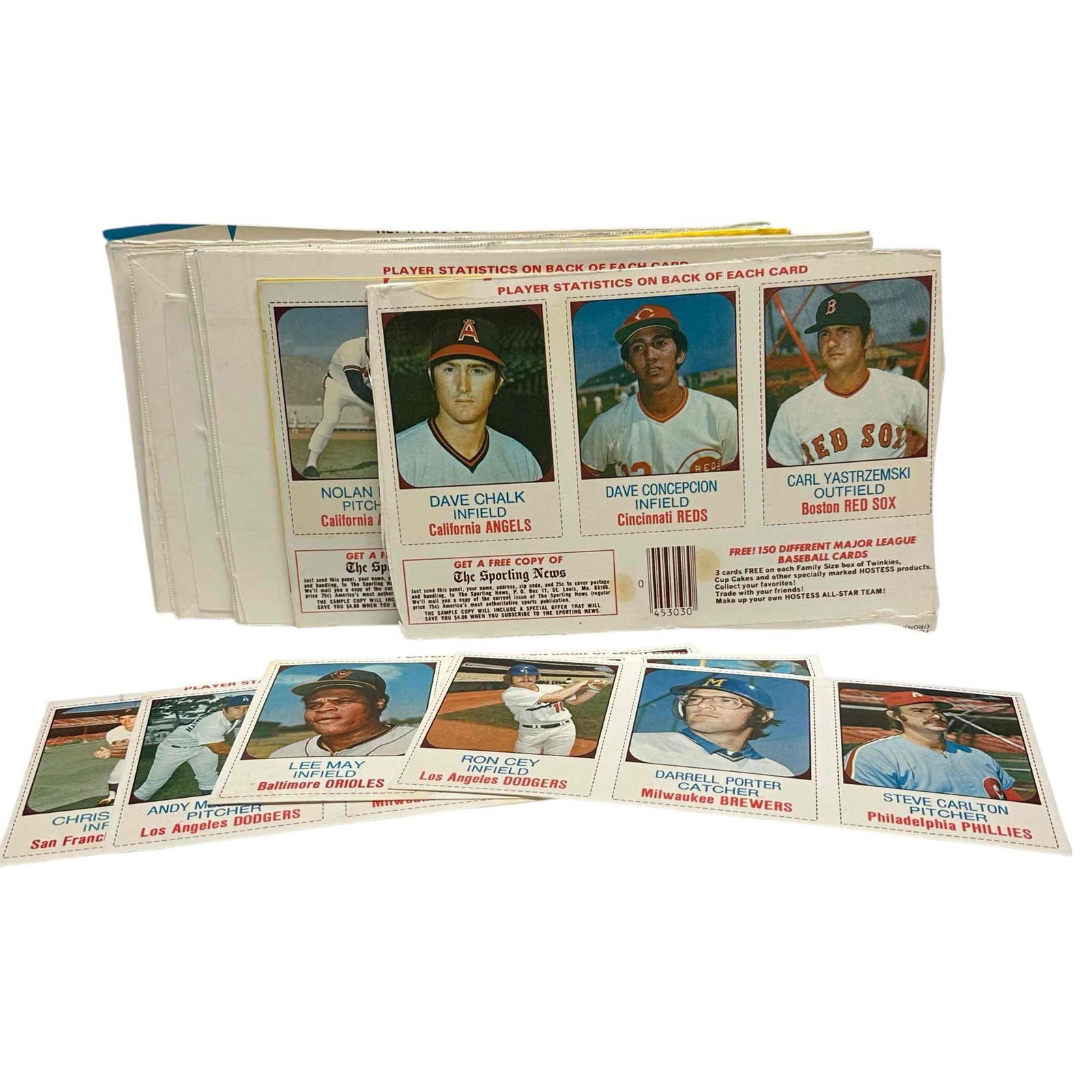 1975 Hostess Uncut and Box Bottom Cards with Nolan Ryan, Aaron, Munson, etc (1 of 17)