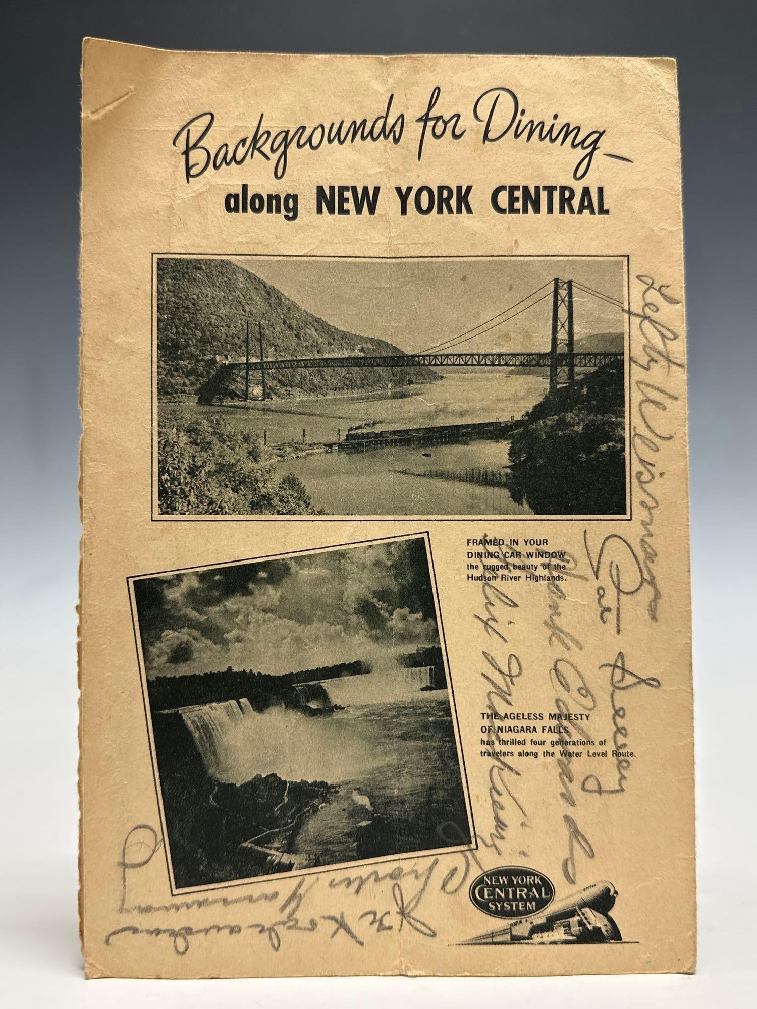 1936 Cleveland Indians Autographed Mud Hens Program and 1946 Train Menu: Any condition statement is given as a courtesy to a client, is only an opinion and should not be treated as a statement of fact. Premier Auction Galleries LLC shall have no responsibility for any erro